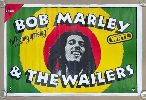 1980 Bob Marley & The Wailers Large French WRTL Radio Uprising Tour France Concerts Poster Excellent 77