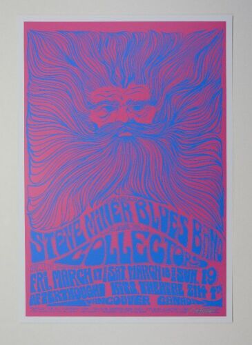 1967 AOR-3.182 Bob Masse Steve Miller Blues Band The Afterthought Vancouver RP2 Signed Masse Poster Mint 93