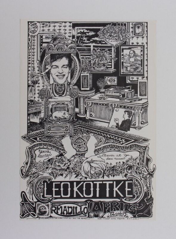 1973 Leo Kottke Armadillo World Headquarters Austin Poster Excellent 71