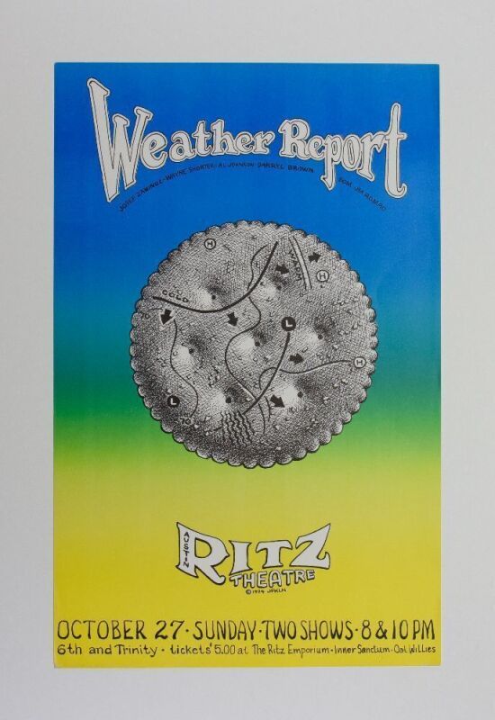 1974 Jim Franklin Weather Report The Ritz Theatre Austin Poster Excellent 77