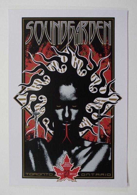 2014 Adam Pobiak Soundgarden Molson Canadian Amphitheatre Toronto LE Signed Pobiak Poster Mint 93