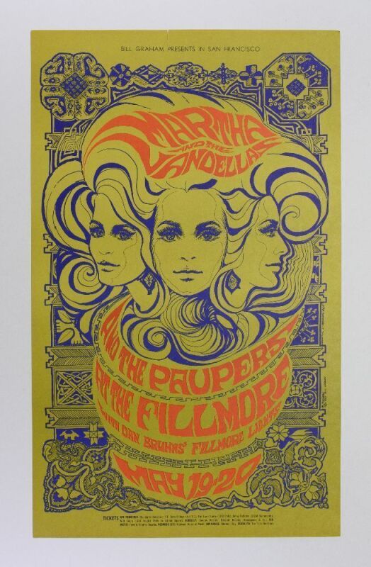 1967 BG-64 Martha & The Vandellas Fillmore Auditorium Poster Extra Fine 69