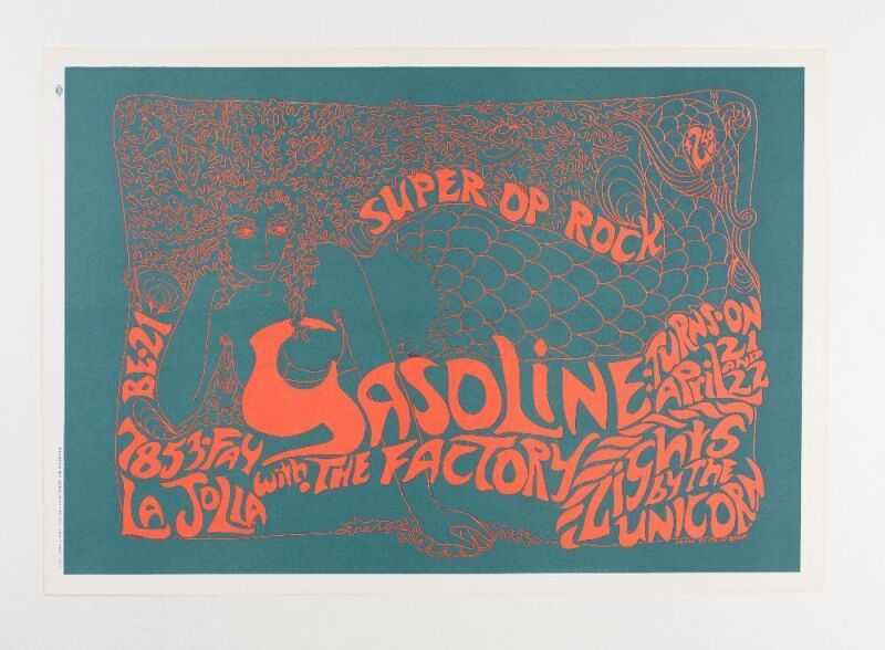 1967 The Factory Lowell George Gasoline La Jolla Poster Mint 91