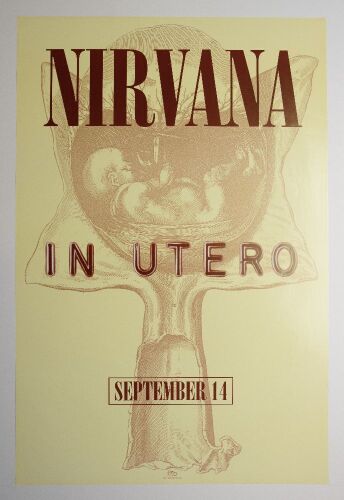 1993 Nirvana In Utero Geffen Records Promotional Poster Near Mint 87