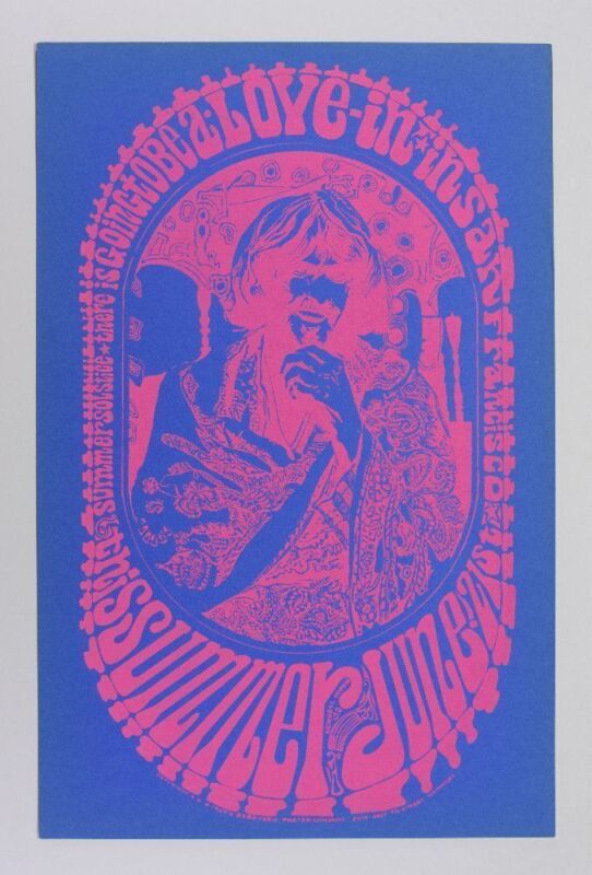 1967 Love-In Summer Solstice San Francisco Poster Excellent 75