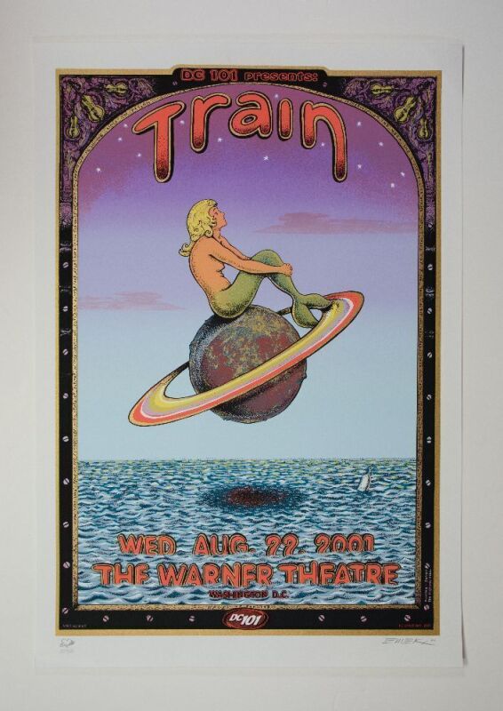 2001 EMEK Train The Warner Theatre Washington DC Heart Doodled & Signed Emek Poster Near Mint 85