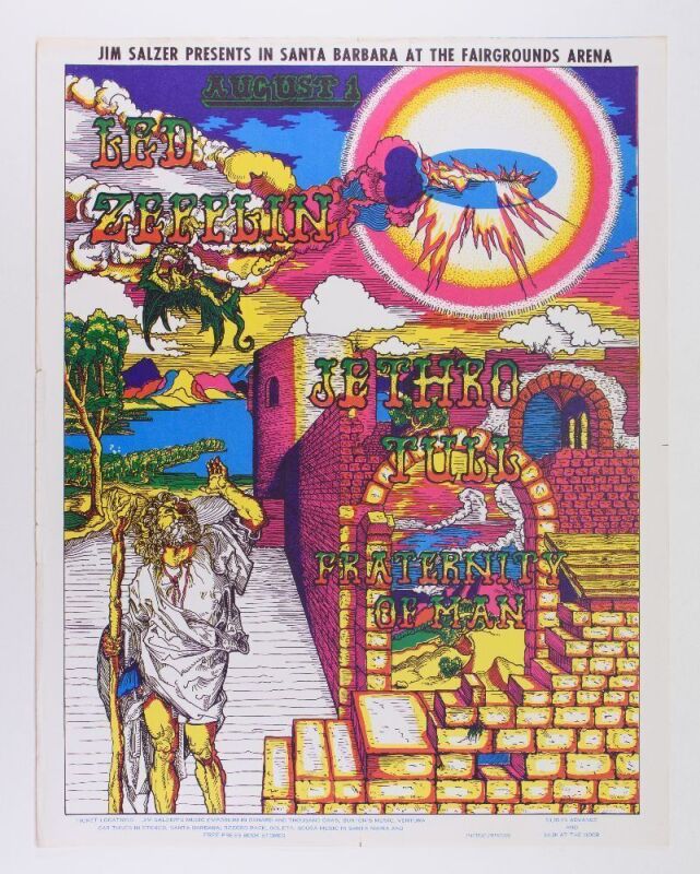 1969 AOR-3.41 Led Zeppelin Santa Barbara Fairgrounds Arena Poster Extra Fine 63
