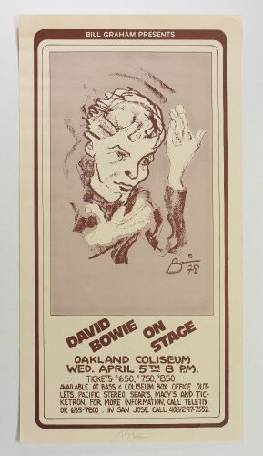 1978 David Bowie Oakland Coliseum Signed Tuten Poster Extra Fine 65