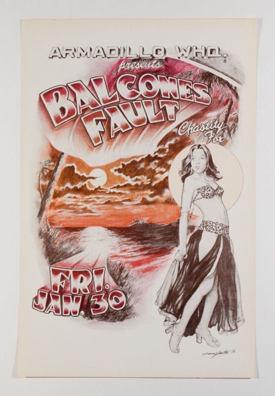 1976 Balcones Fault Armadillo World Headquarters Austin Poster Near Mint 87