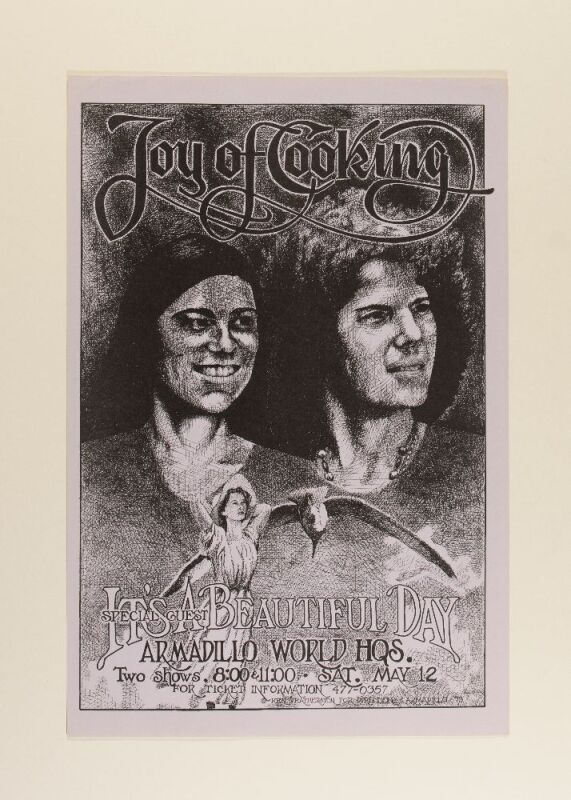 1973 Joy of Cooking It's a Beautiful Day Armadillo World Headquarters Austin Poster Near Mint 89