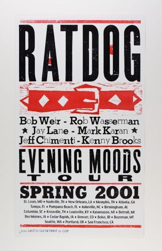 2001 Bob Weir & Ratdog Spring Evening Moods Hatch Showprint Tour Poster Mint 93