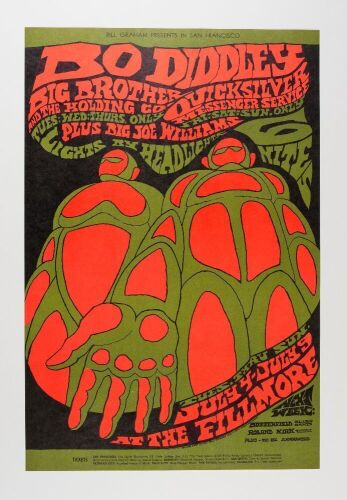 1967 BG-71 Big Brother Janis Joplin Bo Diddley Fillmore Auditorium Poster Mint 95