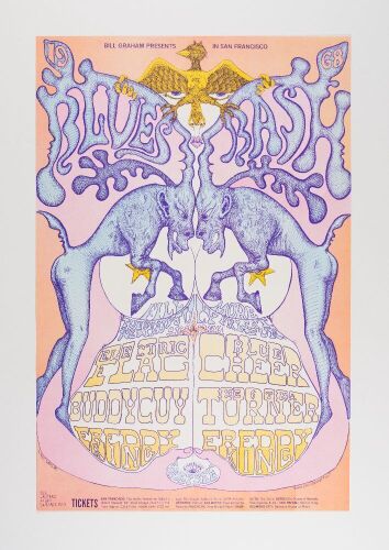 1968 BG-128 Electric Flag Buddy Guy Ike & Tina Turner Fillmore Auditorium Poster Mint 95