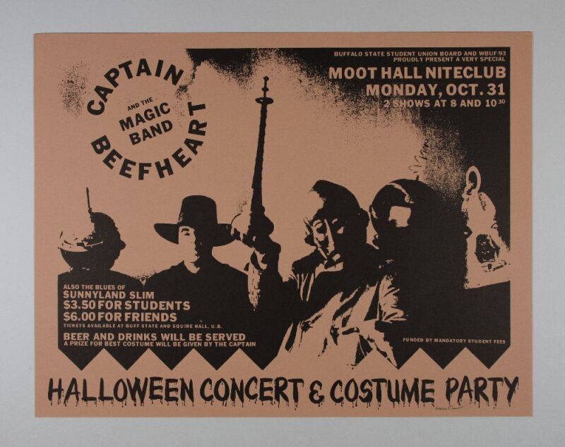 1977 Captain Beefheart & His Magic Band Moot Hall Niteclub Buffalo Signed Elias Poster Near Mint 85