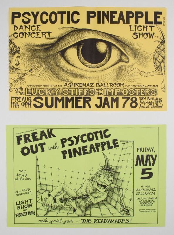 Lot of 2 John Seabury Psycotic Pineapple Vintage Punk Concert Posters