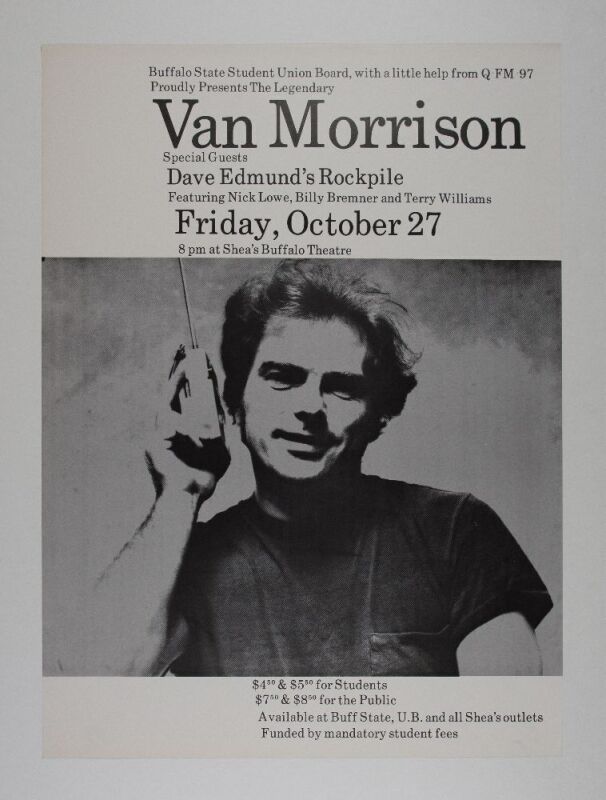 1978 Van Morrison Shea's Performing Arts Center Buffalo Poster Near Mint 83