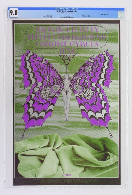 1968 FD-122 Iron Butterfly Velvet Underground Avalon Ballroom Poster CGC 9.0