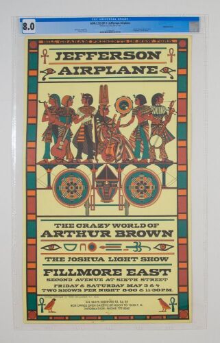 1968 AOR-2.92 Jefferson Airplane Fillmore East Poster CGC 8.0