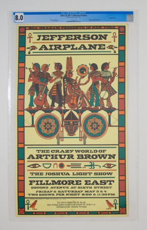 1968 AOR-2.92 Jefferson Airplane Fillmore East Poster CGC 8.0