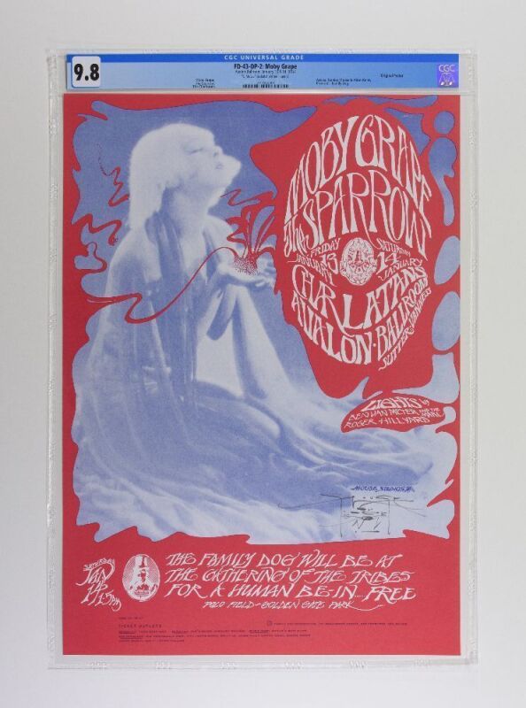 1967 FD-43 Moby Grape The Sparrow Avalon Ballroom Signed Mouse Poster CGC 9.8