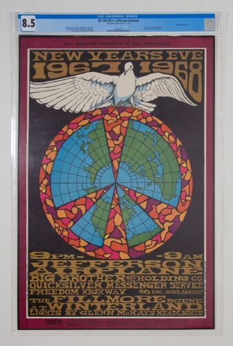 1967 BG-100 Jefferson Airplane Big Brother Janis Joplin NYE Winterland Poster CGC 8.5