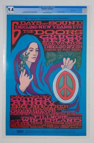 1967 BG-99 The Doors Chuck Berry Big Brother NYE Winterland Poster CGC 9.4