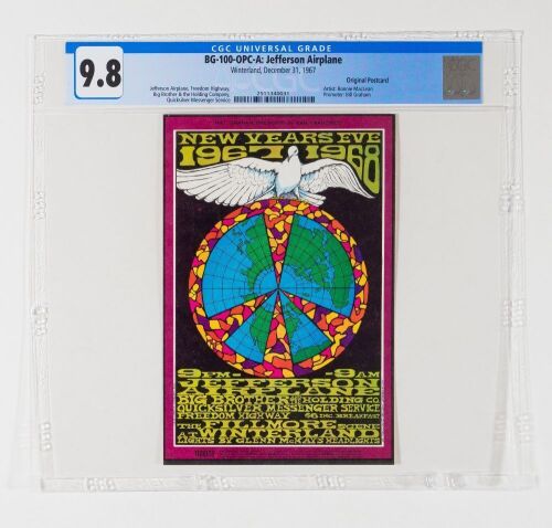 1967 BG-100 Jefferson Airplane Big Brother Janis Joplin NYE Winterland Postcard CGC 9.8