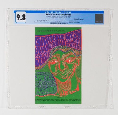 1967 BG-45 Grateful Dead The Doors Fillmore Auditorium Postcard CGC 9.8