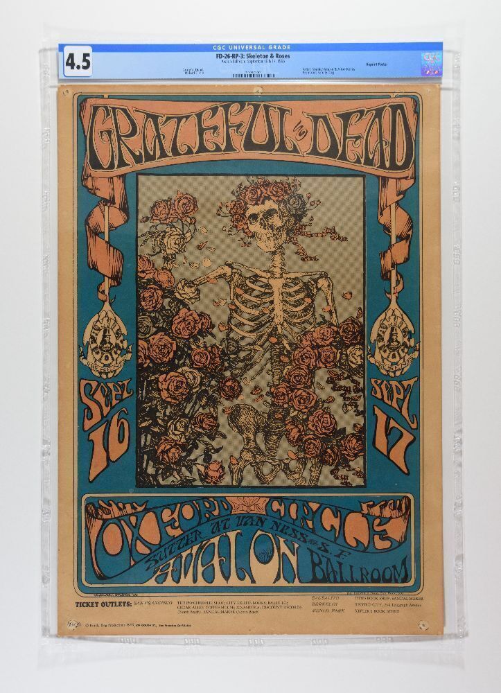 Waheed 26 Gd 1966 FD-26 Grateful Dead Avalon Ballroom RP3 Poster CGC 4.5