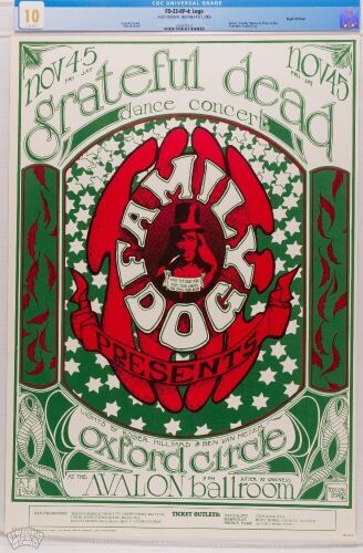 1966 FD-33 Grateful Dead Avalon Ballroom RP4 Poster CGC 10