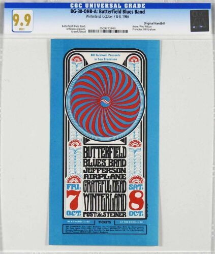 1966 BG-30 Grateful Dead Jefferson Airplane Paul Butterfield Winterland Handbill CGC 9.9