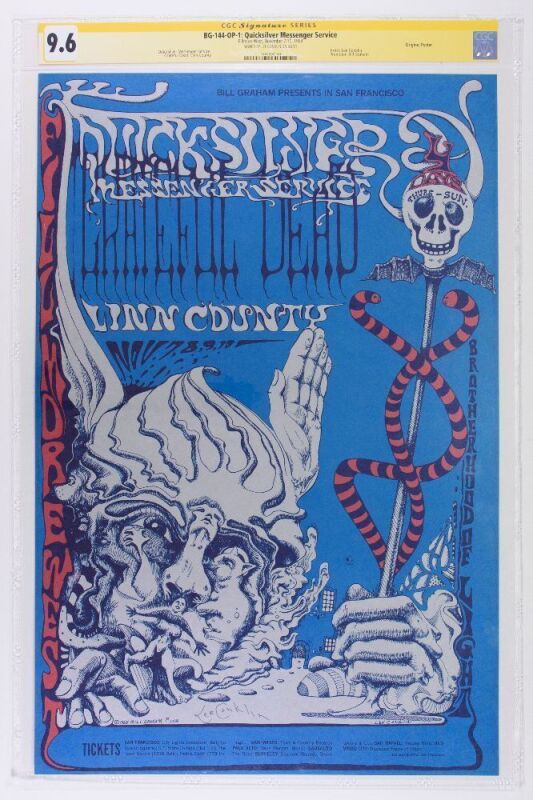 1968 BG-144 Grateful Dead Quicksilver Linn County Fillmore West Signed Conklin Signature Series Poster CGC 9.6