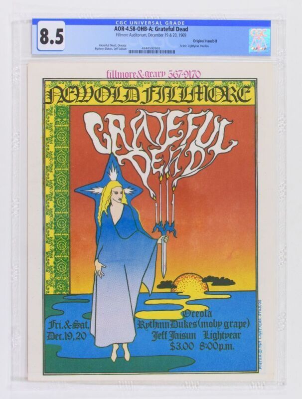 1969 AOR-4.58 Grateful Dead New Old Fillmore Handbill CGC 8.5