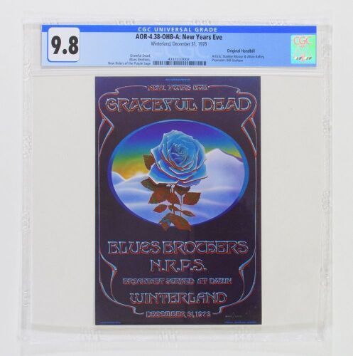 1978 AOR-4.38 Grateful Dead Winterland NYE Blue Rose Handbill CGC 9.8