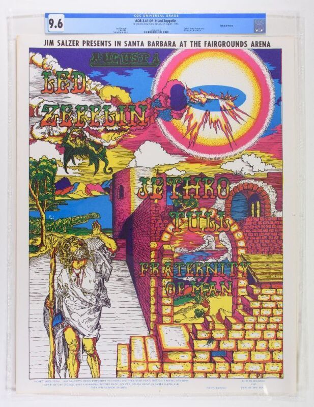 1969 AOR-3.41 Led Zeppelin Santa Barbara Fairgrounds Arena Poster CGC 9.6
