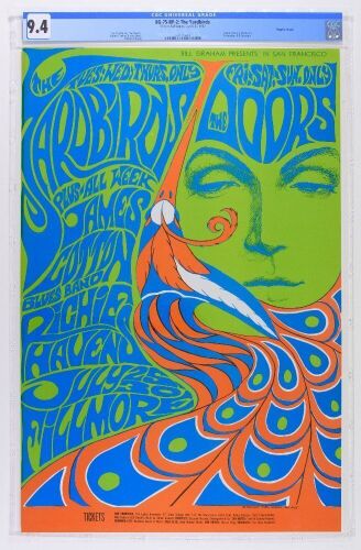 1967 BG-75 The Doors The Yardbirds Fillmore Auditorium RP2 Poster CGC 9.4