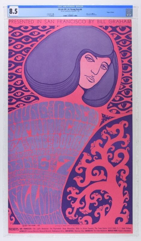 1967 BG-44 The Doors Young Rascals Fillmore Auditorium Poster CGC 8.5