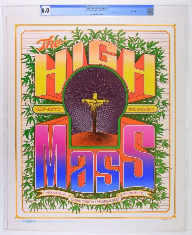 1967 AOR-2.368 Bob Fried High Mass Encore Theatre San Francisco Poster CGC 6.0