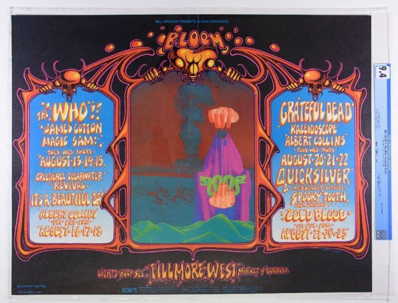 1968 BG-133 The Who Grateful Dead Creedence Clearwater Revival Fillmore West Poster CGC 9.4