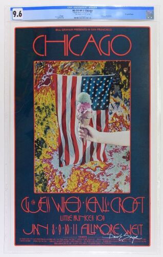 1970 BG-211 Chicago The Guess Who Fillmore West RP2 Signed Singer Poster CGC 9.6