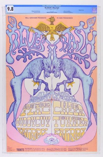 1968 BG-128 Electric Flag Buddy Guy Ike & Tina Turner Fillmore Auditorium Poster CGC 9.8