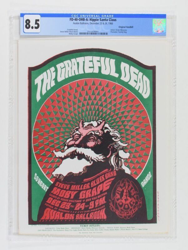 1966 FD-40 Grateful Dead Avalon Ballroom Handbill CGC 8.5