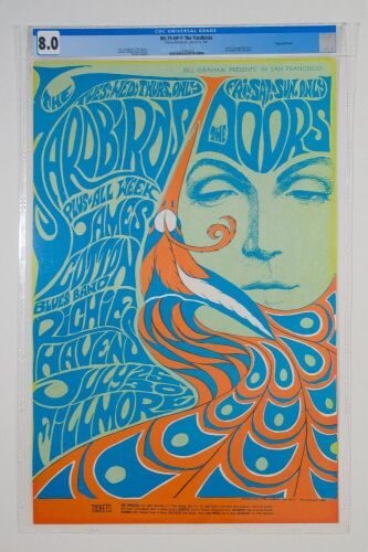 1967 BG-75 The Doors The Yardbirds Fillmore Auditorium Poster CGC 8.0