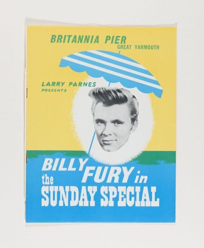 Billy Fury in the Sunday Special Brittania Pier England Program