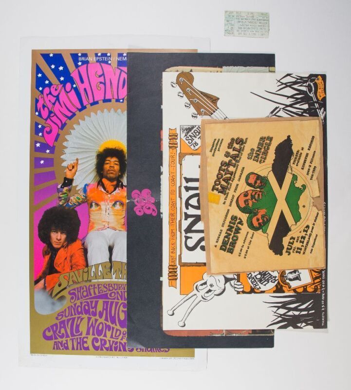 Lot of 5 Various Rock & Psych Posters Handbill Ticket Stub