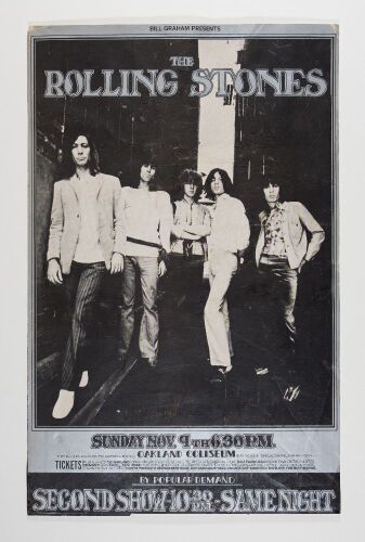 1969 BG-201 Rolling Stones Oakland Coliseum RP2 Poster Mounted