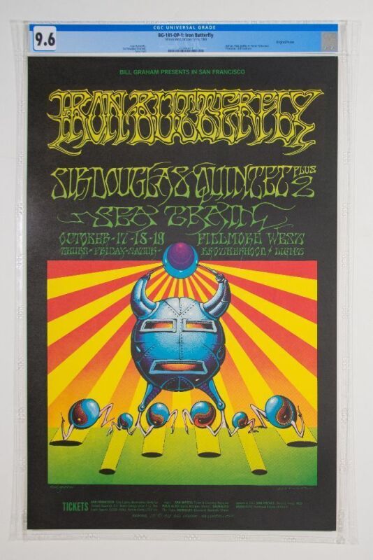 1968 BG-141 Iron Butterfly Sea Train Fillmore West Poster CGC 9.6