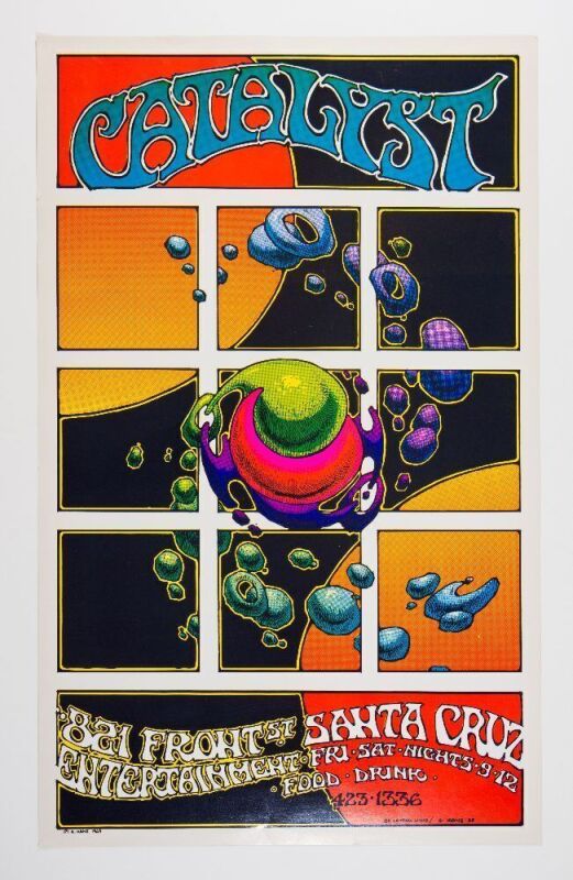 1969 Greg Irons Catalyst Club Santa Cruz Poster Near Mint 81