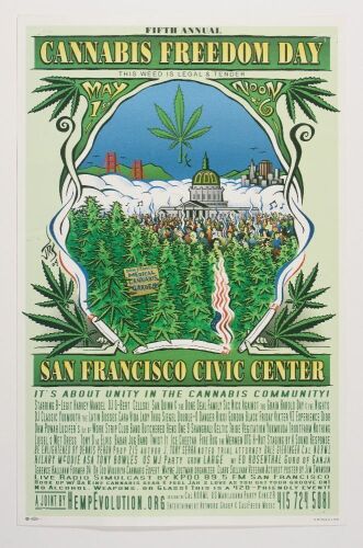 2004 Fifth Annual Cannabis Freedom Day San Francisco Civic Center Poster Excellent 71