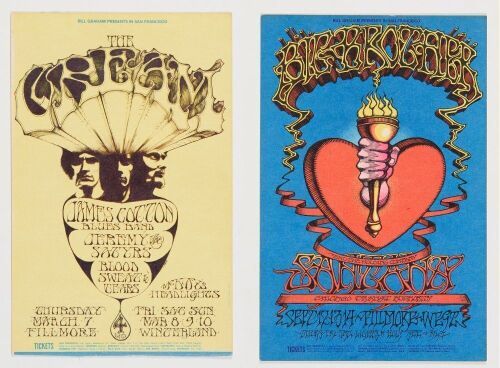 Lot of 2 Popular Bill Graham Series Original Postcards Various Grades